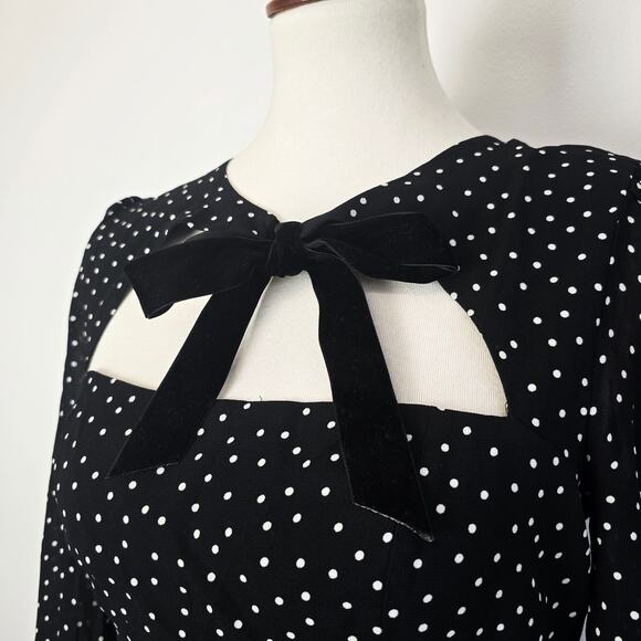 Reformation Terri Polka Dot Black and White Mini Dress Sz 6 - Picture 5 of 11